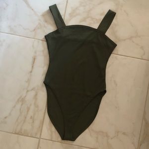 Army Green Ribbed Bodysuit Size 4